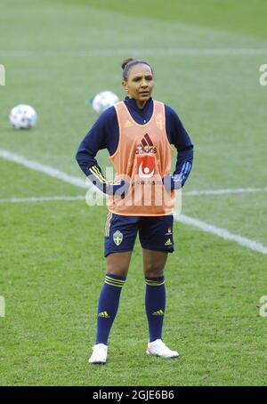 Madelen Janogy Schwedens Frauen-Nationalmannschaft im Fußball, Training in der Friends Arena, Stockholm, 2021-04-08 (c) Patrik C Ã–sterberg / TT Code: 2857 Stockfoto