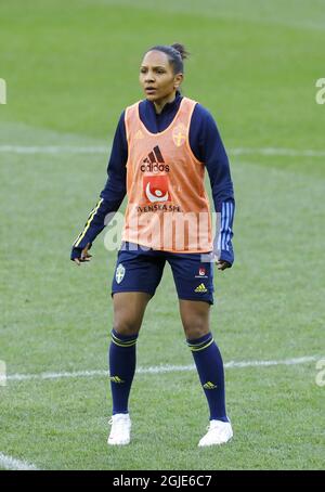 Madelen Janogy Schwedens Frauen-Nationalmannschaft im Fußball, Training in der Friends Arena, Stockholm, 2021-04-08 (c) Patrik C Ã–sterberg / TT Code: 2857 Stockfoto