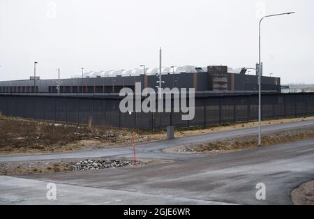 Amazon Web Services Server Halle in Kjula bei Eskilstuna, Schweden am 13. April 2021. Die Sicherheit ist mit Infrarot-Bewegungsmeldern und Überwachungskameras streng. Foto: Fredrik Sandberg / TT kod 10080 Stockfoto