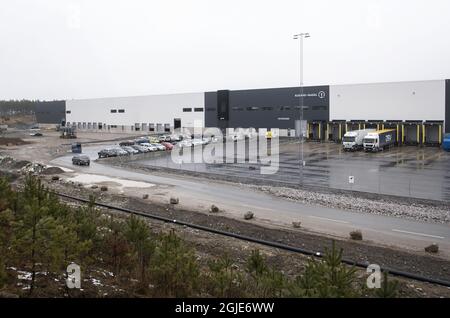 Amazon Web Services Server Halle in Kjula bei Eskilstuna, Schweden am 13. April 2021. Die Sicherheit ist mit Infrarot-Bewegungsmeldern und Überwachungskameras streng. Foto: Fredrik Sandberg / TT kod 10080 Stockfoto