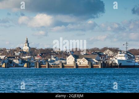 USA, Massachusetts, Nantucket Island. Hafen von Nantucket Town. Stockfoto