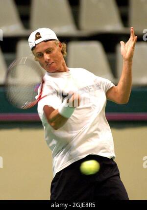 Der Australier Lleyton Hewitt beim Training in Aktion Stockfoto