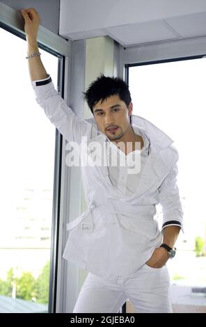 Gewinner des Eurovision Song Contest 2008, Dima Bilan aus Russland. Stockfoto
