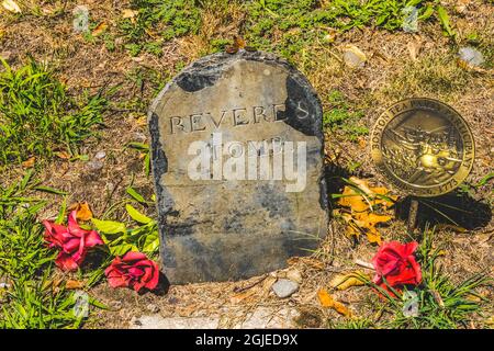 Paul Revere Grave, Granary Burying Ground, Boston, Massachusetts. Alter Friedhof von 1660, auf dem Helden der amerikanischen Revolution begraben sind Stockfoto
