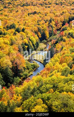 USA, Michigan, Upper Peninsula, Big Carp River im Lake of the Clouds landschaftlich reizvoller Bereich Stockfoto