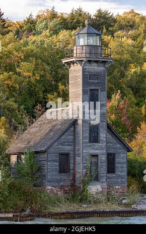 Michigan, Upper Peninsula, Lake Superior. Grand Island East Channel Light. Stockfoto