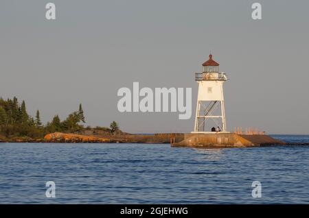 Grand Marais Lighthouse am Nordufer des Lake Superior. Grand Marais, Minnesota Stockfoto