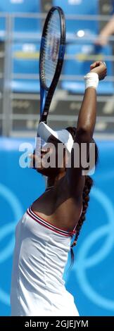 Die US-Amerikanerin Venus Williams feiert ihren Sieg Stockfoto