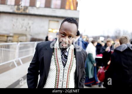 Wyclef Jean fotografiert vor dem Rathaus von Oslo, Norwegen, am 10. Dezember 2009 nach der Nobelpreisverleihung. Stockfoto