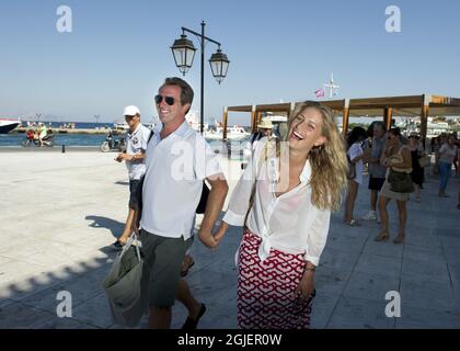 Prinz Nikolaos und Tatiana Blatnik vor der Vorhochzeit in Spetses, Griechenland. Stockfoto