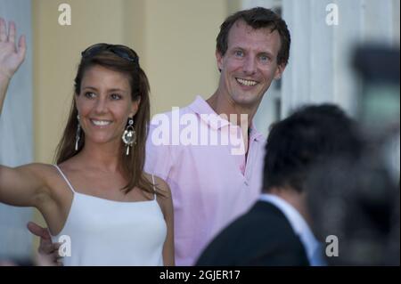 Prinz Joachim und Prinzessin Marie von Dänemark kommen in Spetses, Griechenland an. Stockfoto