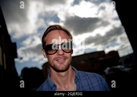 Schauspieler Alexander Skarsgard in Schweden für die Dreharbeiten zu seinem neuen Film 'Melancholia'. Stockfoto