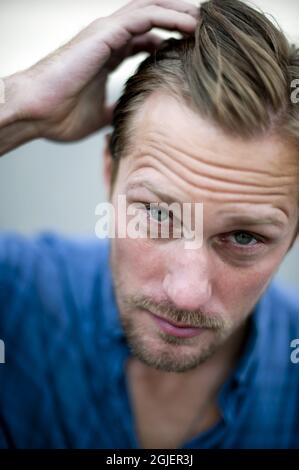 Schauspieler Alexander Skarsgard in Schweden für die Dreharbeiten zu seinem neuen Film 'Melancholia'. Stockfoto