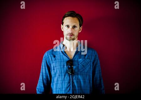 Schauspieler Alexander Skarsgard in Schweden für die Dreharbeiten zu seinem neuen Film 'Melancholia'. Stockfoto