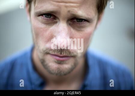 Schauspieler Alexander Skarsgard in Schweden für die Dreharbeiten zu seinem neuen Film 'Melancholia'. Stockfoto