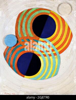 Robert Delaunay. Gemälde mit dem Titel 'Relief; Rhythmen' des französischen Künstlers Robert Delaunay (1885-1941), Öl und Gips auf Leinwand auf Holzfaserplatte, 1932 Stockfoto