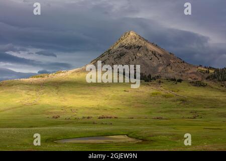 Am späten Nachmittag Licht auf Haystack Butte in der Nähe von Augusta, Montana, USA Stockfoto