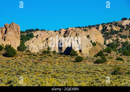 USA, Nevada, Black Rock Desert, isolierte Felsformation Stockfoto