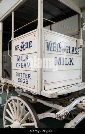 Alter Milchwagen auf der County Fair in Old Richmond Town auf Staten Island, NY Stockfoto