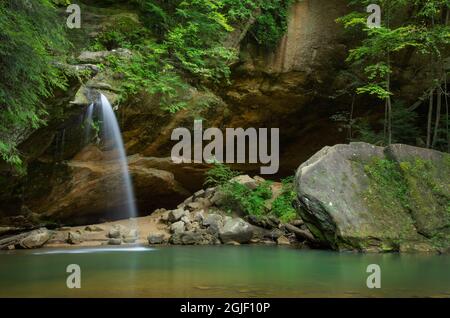 Old man's Cave Lower Falls, Hocking Hills State Park, Ohio Stockfoto