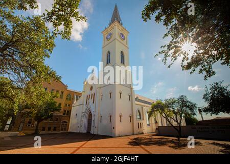 Kathedrale von San Agustin auf dem Platz in Laredo, Texas. Stockfoto