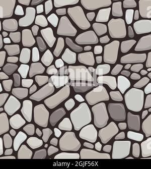 Meeresboden Nahtloses Muster realistische Stein Boden Textur Steinwall Hintergrund Vektor Illustration Stock Vektor