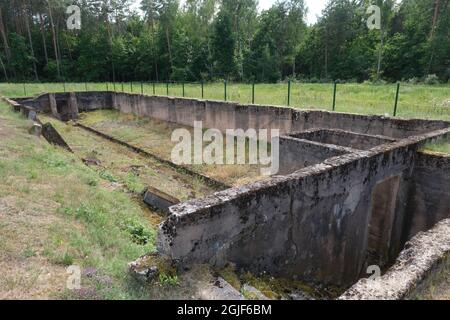 Treblinka, Polen - 22. Juli 2021: Arbeitslager Treblinka. Gedenkstätte. Sommer bewölkt Tag Stockfoto