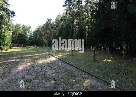 Treblinka, Polen - 22. Juli 2021: Hinrichtungslager Treblinka. Gedenkstätte. Sommer bewölkt Tag Stockfoto