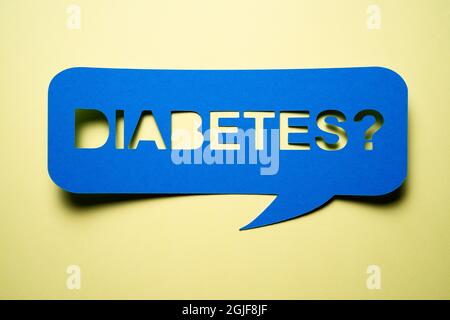 Schild Oder Etikett Mit Sprechblase Zur Erkennung Von Diabetes-Diagnosen Stockfoto