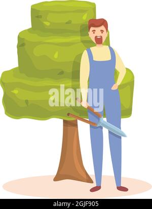 Cartoon-Vektor für Gartenarbeiter-Symbole. Baumhecke. Schneidemann Stock Vektor
