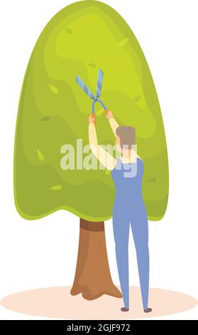 Schneiden Baum Pflanze Symbol Cartoon-Vektor. Gartenhecke. Buchse trimmen Stock Vektor