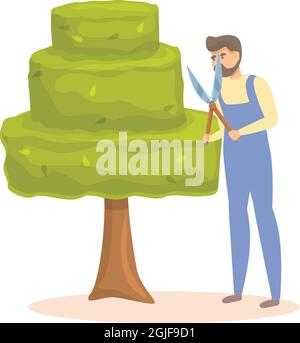 Park Baum schneiden Symbol Cartoon-Vektor. Gartenhecke. Gartengras Stock Vektor