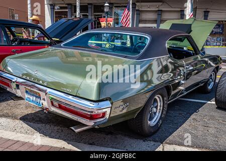 Virginia City, NV - 30. Juli 2021: 1970 Pontiac LeMans auf einer lokalen Automobilmesse. Stockfoto