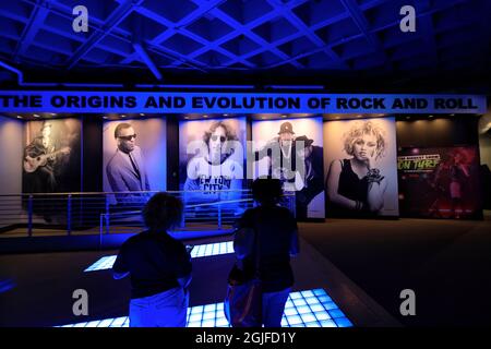 Bilder von Musik-Ikonen in Rock and Roll Hall of Fame.Cleveland.Ohio.USA.Ohio.USA Stockfoto