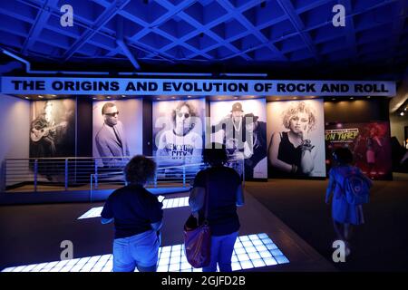 Bilder von Musik-Ikonen in Rock and Roll Hall of Fame.Cleveland.Ohio.USA Stockfoto