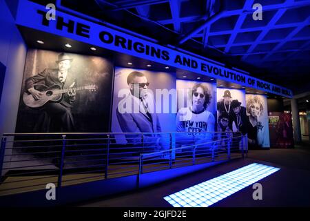 Bilder von Musik-Ikonen in Rock and Roll Hall of Fame.Cleveland.Ohio.USA Stockfoto