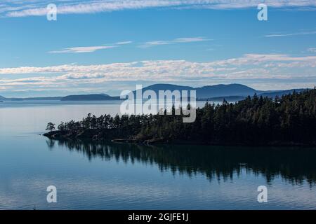 USA, Staat Washington. Chuckanut Drive, San Juan Islands. Stockfoto