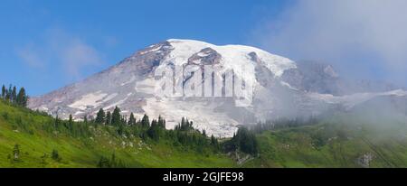WA, Mount Rainier National Park, Mount Rainier, Blick vom Skyline Trail Stockfoto