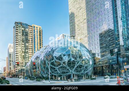 USA, Staat Washington, Seattle. Amazon Spheres. Stockfoto