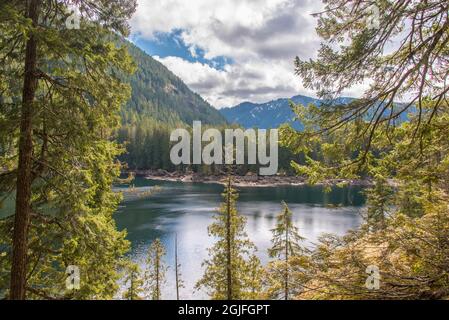 USA, Staat Washington, Olympic Mountains. Lena Lake, Olympic National Forest Stockfoto