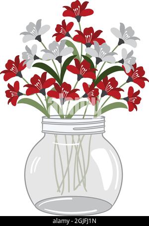 Blumenstrauß In Mason Jar Stock Vektor