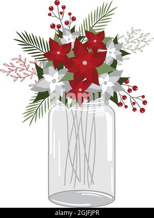Blumenstrauß In Mason Jar Stock Vektor