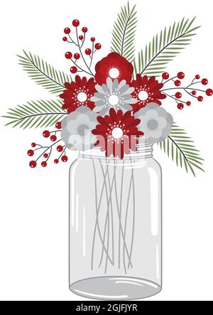 Blumenstrauß In Mason Jar Stock Vektor