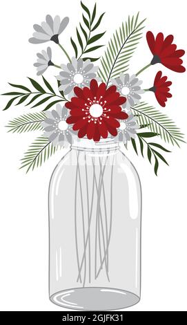 Blumenstrauß In Mason Jar Stock Vektor