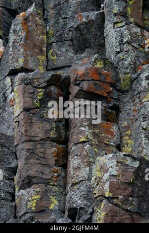 USA, Wyoming. Sheepeater Cliffs Detail, Yellowstone National Park. Stockfoto