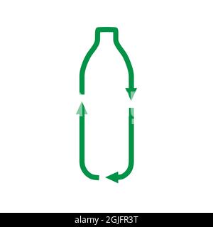 Symbol für die Vektorlinie für die Recycling-Kunststoffflasche. Logo auf weißem Hintergrund isoliert. Stock Vektor