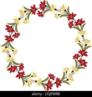 Blumenweihnachtskranz mit bunten Blumen Stock Vektor