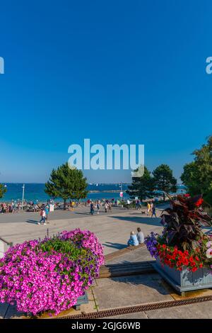 Sandstrand in Kiel-Schilksee an der Ostsee, Sonnenbaden und Schwimmen, Kiel-Schilksee, Kiel, Schleswig-Holstein, Ostsee, Norddeutschland Stockfoto