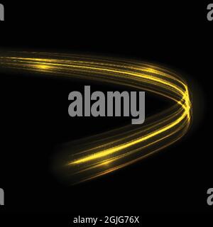 Glow Light Trail-Effekt. Glühende Blitzspur, isoliert mit magischen Staubpartikeln. Stock Vektor