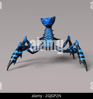 3d-Illustration einer isolierten Alien-Mantis Stockfoto